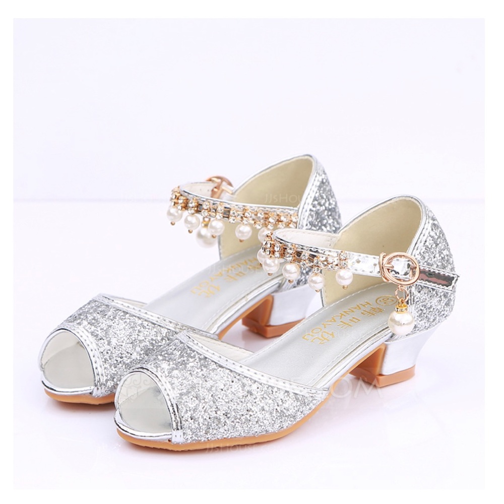 Peep Toe Sparkling Glitter Low Heels